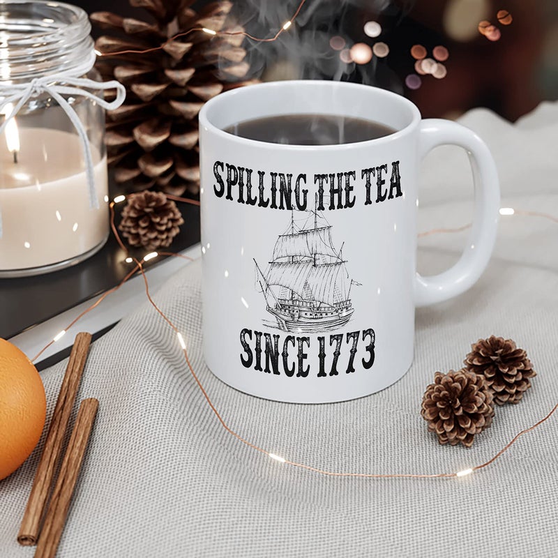 MargoDream History Teacher Gift Spilling the Tea Since 1773 Coffee Cup, Appreciation Funny History Major Mug, Mugs For History Teacher Men For Woman Birthday Christmas Teacher's Day Gifts White Coffee Mug 11 Oz - Image 3
